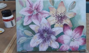 vriendinnenuitje schilderen van lelies