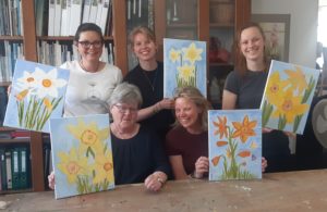 uitje familie schilderen van bloemen atelier eviart